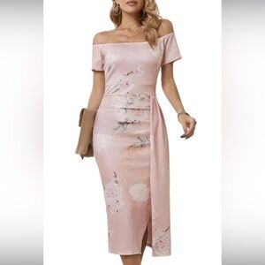 Floral Pink Off-Shoulder Dress